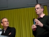 Urs Rueb (Media Plus AG) und Beat Soltermann (Radio DRS) am 19. Berner Medientag zum Thema  im Radiostudio Bern.