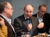 Artur K. Vogel (Chefredaktor Der Bund), Ueli Eckstein (Espace Media Groupe) und Urs Rueb (Media Plus AG) am 19. Berner Medientag zum Thema  im Radiostudio Bern.