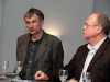 Hanspeter Sporri (Publizist) und Artur K. Vogel (Chefredaktor Der Bund) am 19. Berner Medientag zum Thema  im Radiostudio Bern.
